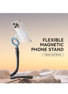 KASTWAVE Magnetic Flexible Phone Mount Clamp, Tripod Stand Stick Pole, Adjustable Gooseneck Tripod, Phone Holder Attach Stand Accessories Arm Mount, for Phones, Stroller Treadmill Tube Bike Motorcycle, Black  - Image 5