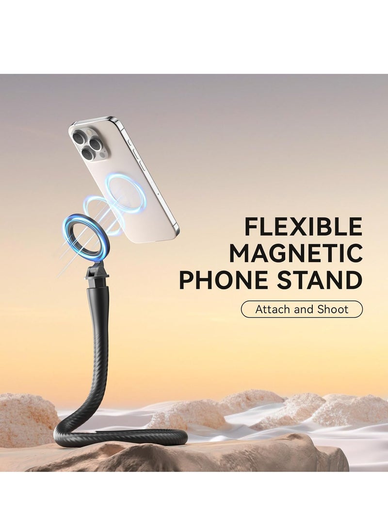 KASTWAVE Magnetic Flexible Phone Mount Clamp, Tripod Stand Stick Pole, Adjustable Gooseneck Tripod, Phone Holder Attach Stand Accessories Arm Mount, for Phones, Stroller Treadmill Tube Bike Motorcycle, Black  - Image 5