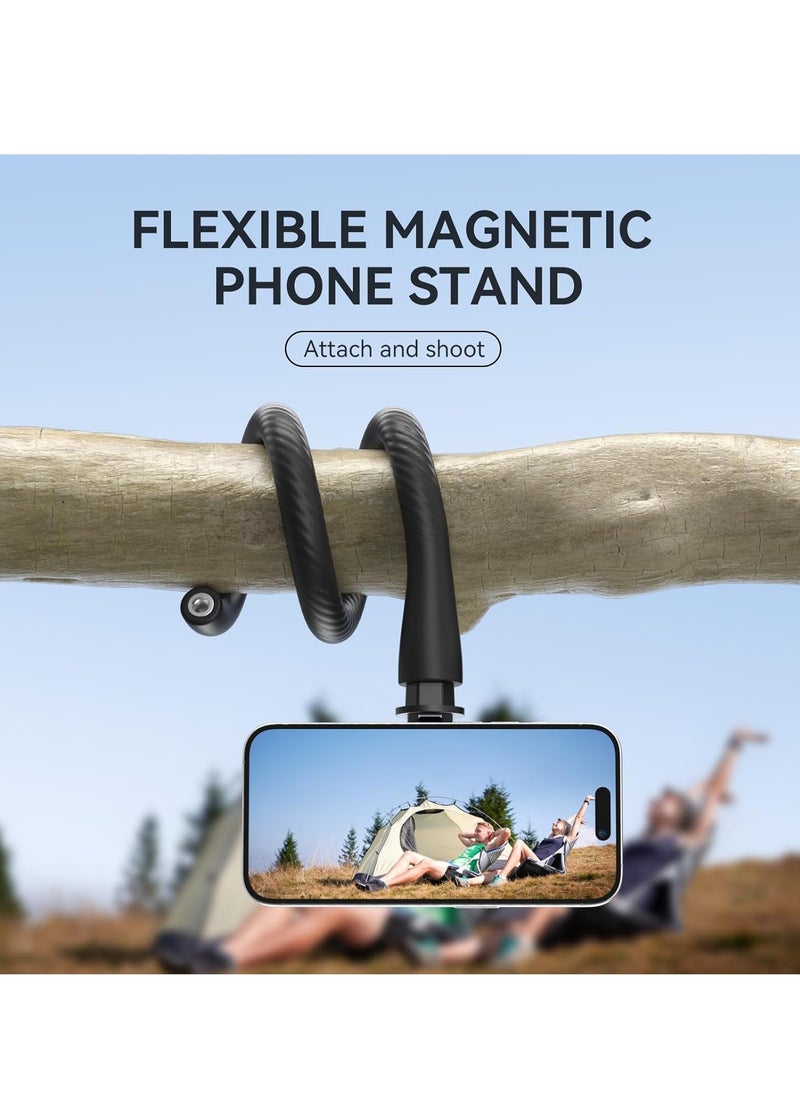 KASTWAVE Magnetic Flexible Phone Mount Clamp, Tripod Stand Stick Pole, Adjustable Gooseneck Tripod, Phone Holder Attach Stand Accessories Arm Mount, for Phones, Stroller Treadmill Tube Bike Motorcycle, Black  - Image 2