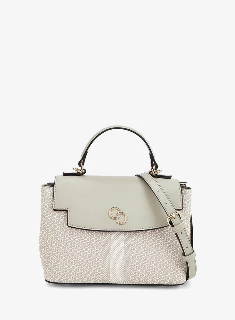 Printed Satchel Bag With Grab Handle