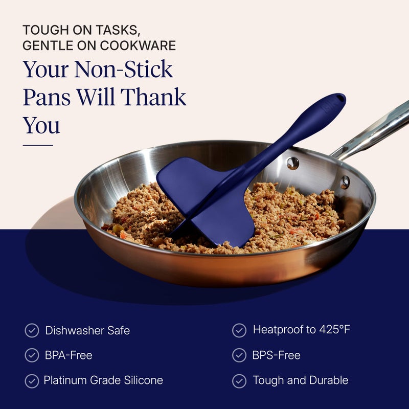 GIR: Get It Right Silicone Potato Masher & Quad Meat Chopper - 12 In Navy - Heat Resistant up to 425Â°F Fiberglass Core - 7-Blade Ground Meat Chopper & Food Masher - Dishwasher Safe Kitchen Gadget - Image 5