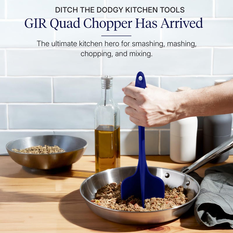 GIR: Get It Right Silicone Potato Masher & Quad Meat Chopper - 12 In Navy - Heat Resistant up to 425Â°F Fiberglass Core - 7-Blade Ground Meat Chopper & Food Masher - Dishwasher Safe Kitchen Gadget - Image 2