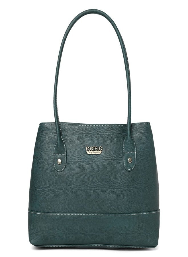 Fostelo Women's Feathers Satchel Tote Handbag for Women | Ladies Purse | Stylish Shoulder Bag | Gift For Women | Green - Image 1