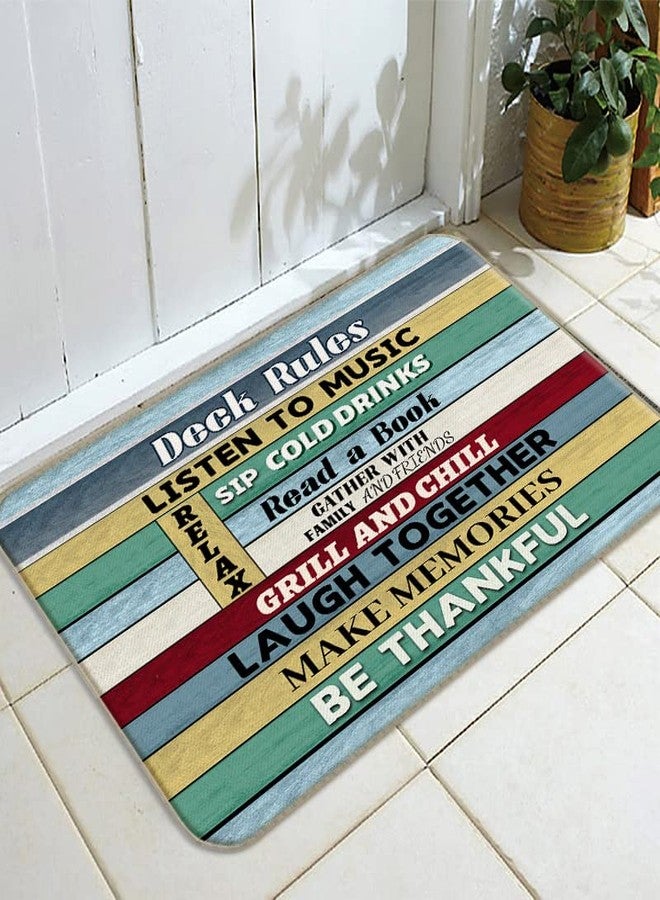 huester Rustic Deck Rules Door Mat,17"X30" Decorative Home Indoor Outdoor Front Porch Door Mat,Farmhouse Patio Yard Garden Porch Deck Welcome Mat Decor,Gifts for Housewarming - Image 3