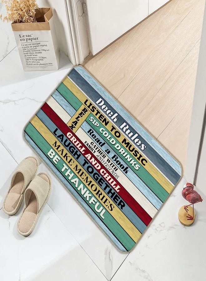 huester Rustic Deck Rules Door Mat,17"X30" Decorative Home Indoor Outdoor Front Porch Door Mat,Farmhouse Patio Yard Garden Porch Deck Welcome Mat Decor,Gifts for Housewarming - Image 2