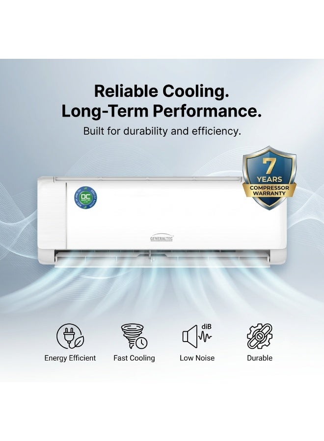 Generaltec 1.5 Ton Inverter Split Air Conditioner, T3 Rotary DC Inverter Compressor for UAE Heat | Energy Saving AC | Turbo Cooling | 4D Air Flow | Golden Fin | Low Noise | Model GSIAC18NQIV | 2 Years Full + 7 Years Compressor Warranty 2400 W GSIAC18NQIV white - Image 2