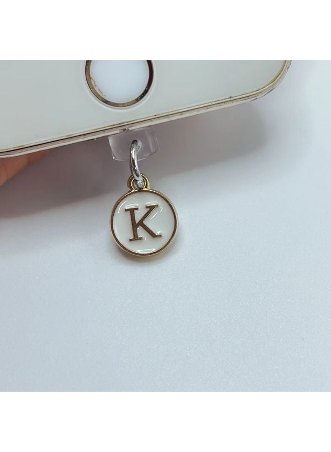 K ستايل أبيض أحرف سدادة غبار لـ iPhone 5 إلى 14 Pro Max واجهة - Image 1