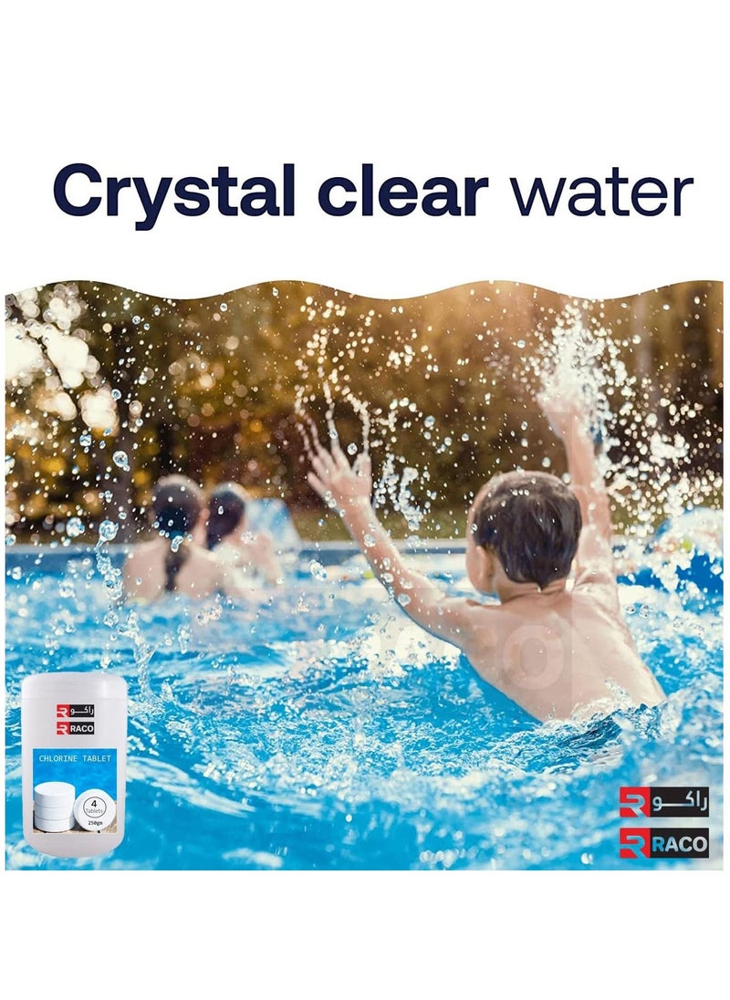 RACO - RACO Swimming Pool Chlorine Tablet Multi-Functional Slow Dissolving Long Lasting Disinfection Treatment 250grm x 100 Tablets, 25Kg. - Image 1