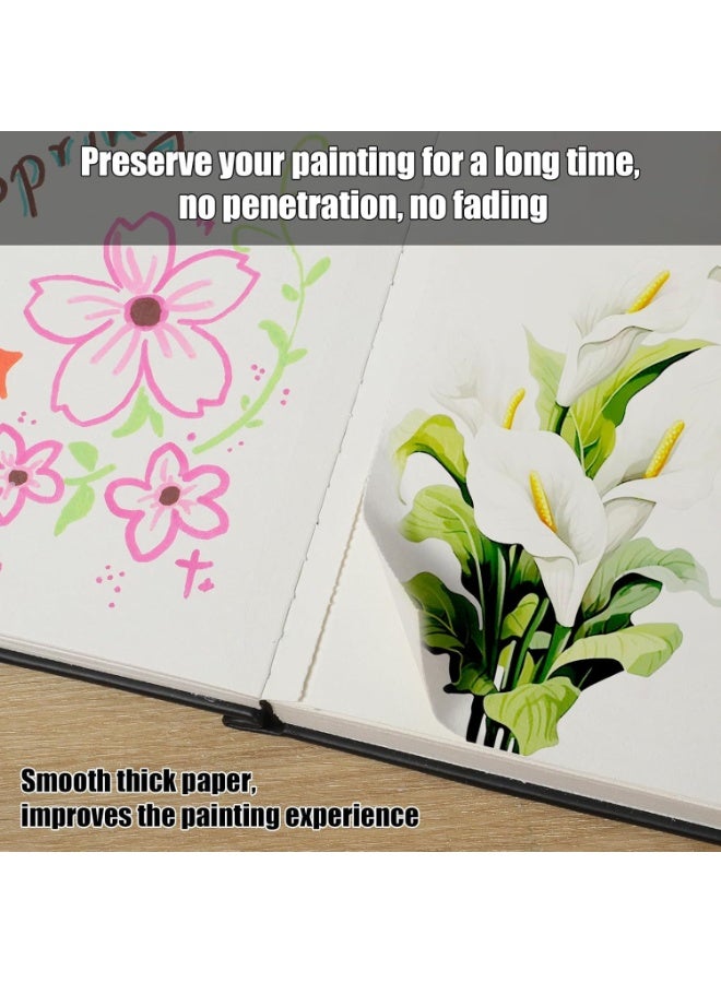 دفتر رسم غلاف مقوى مربع 8 × 8 بوصة – مفكرة فنية متعددة الوسائط بورق رسم سميك 120 رطلاً/200 جم/م²، صفحات مثقبة، 120 صفحة / 60 ورقة، مناسبة للفحم وأقلام الأكريليك وأقلام الحبر وأقلام التلوين والباستيل الزيتي - Image 4