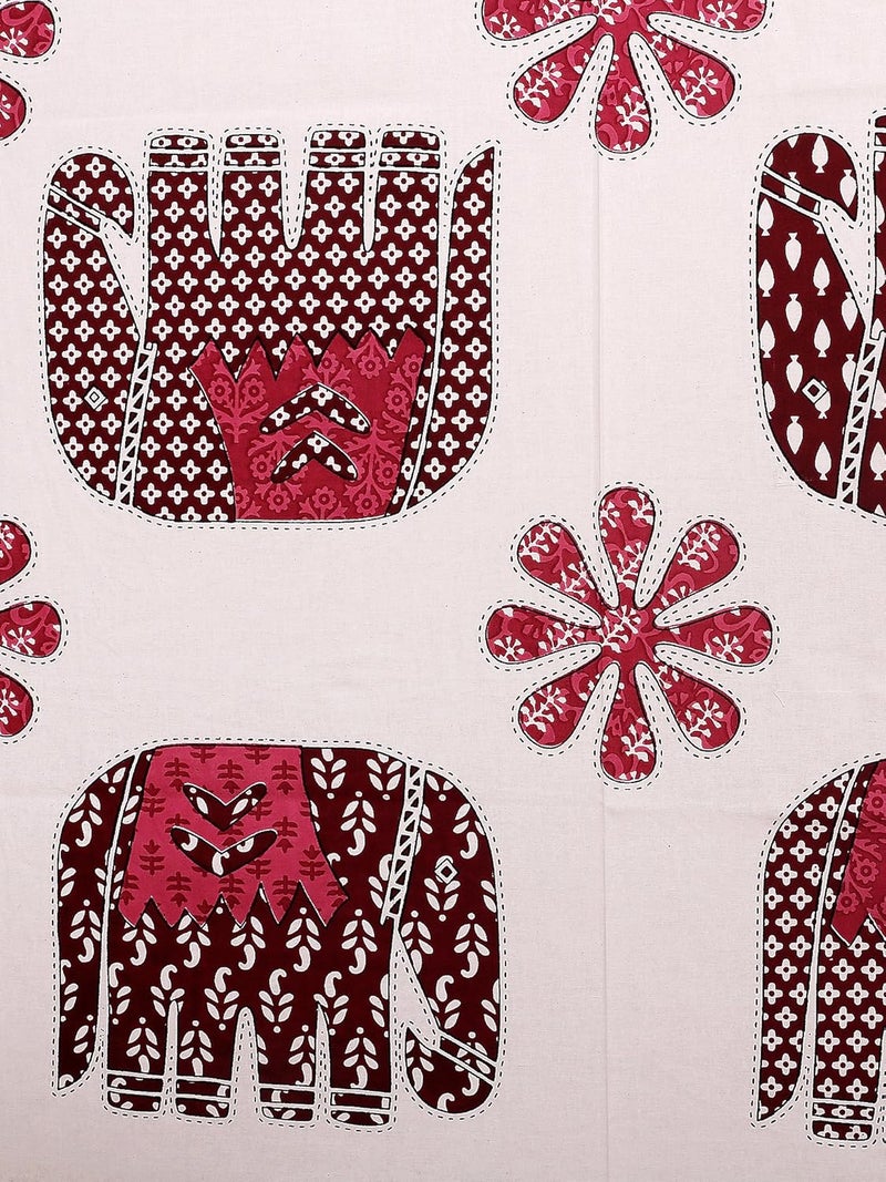 AARAV 200 TC Cotton Double Bedsheet with 2 Pillow Covers Bordered Maroon - Image 3