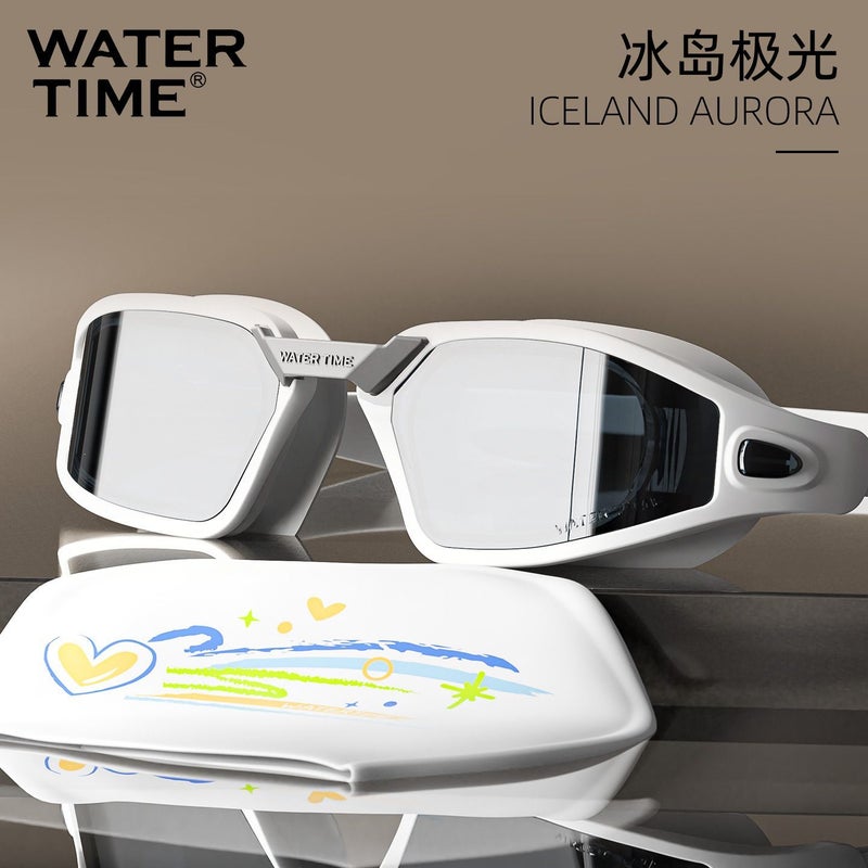 WaterTime Swim Goggles with Plasma Long-Lasting Anti-Fog, Waterproof, Prescription Lenses, HD Vision, and Swim Cap - Image 1