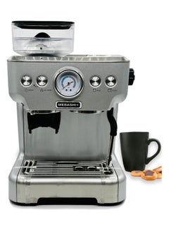 ميباشي MEBASHI ME-CCM2057 Espresso Coffee Machine with Integrated Grinder, 2.7L Capacity, 20 Bar Pressure, Stainless Steel, 1360–1620W  - Image 1