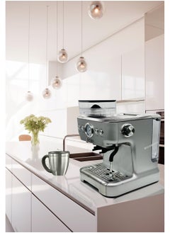ميباشي MEBASHI ME-CCM2057 Espresso Coffee Machine with Integrated Grinder, 2.7L Capacity, 20 Bar Pressure, Stainless Steel, 1360–1620W  - Image 3