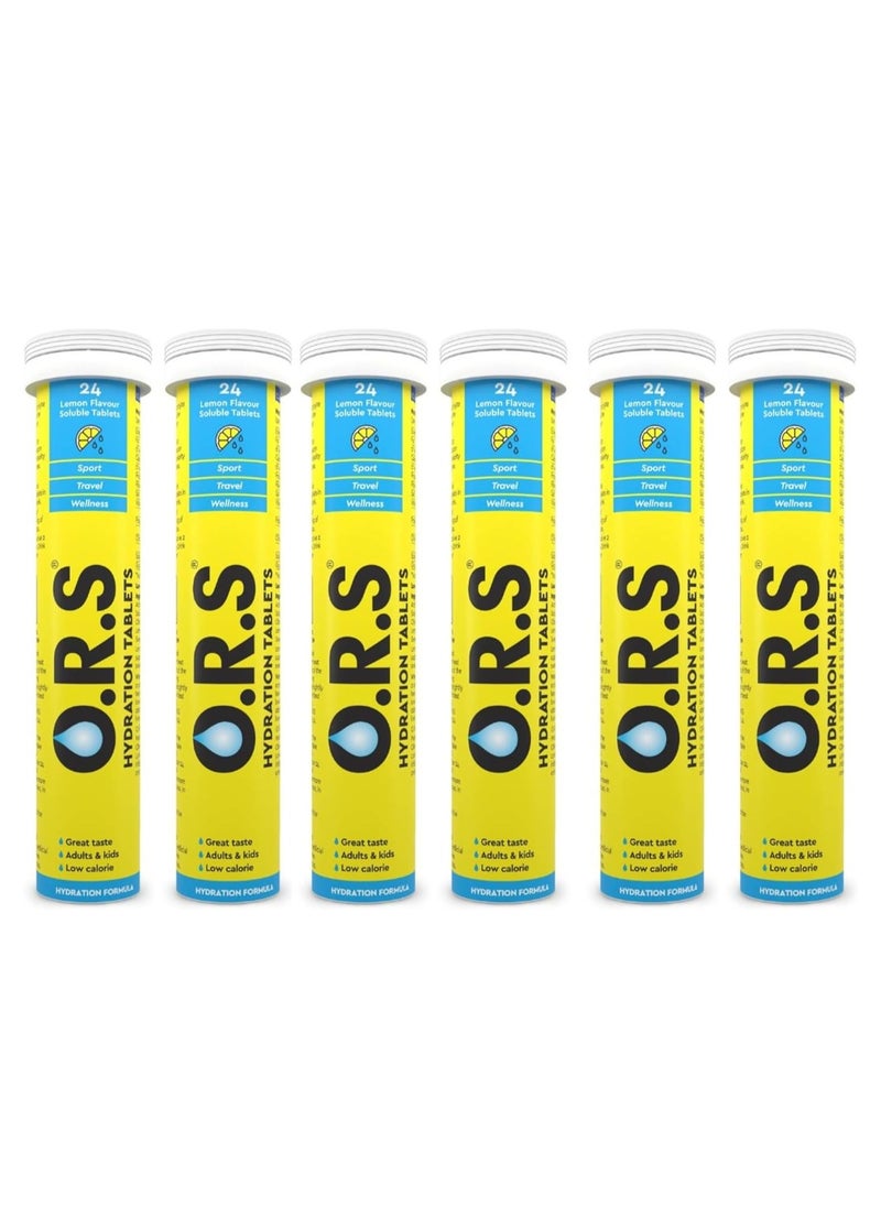 O.R.S Ors Hydration Tablets With Vegan, Gluten  Free Formula -  Lemon Flavor - 24 Count Pack of 6  - Image 1