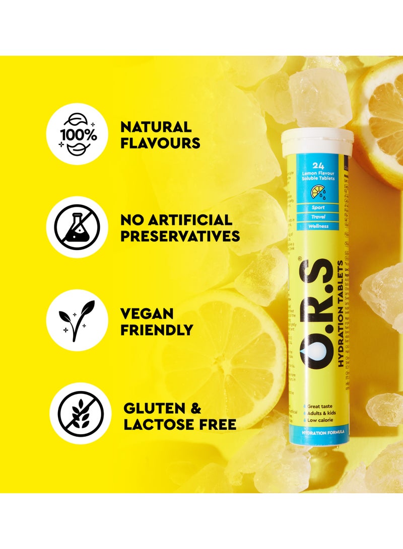 O.R.S Hydration Tablets with Electrolytes for Rehydration, Wellness, Travel, Sports & Recovery | Vegan, Gluten-Free & Low-Calorie Tablets, Lemon Flavour, 144 Tablets (Pack of 6 x 24) - Image 3