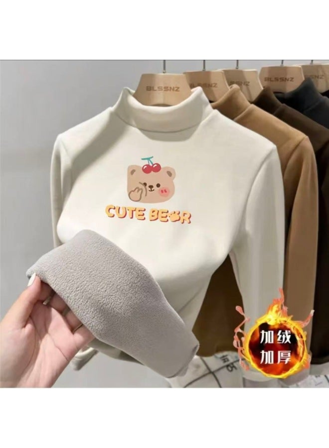 Boys And Girls' Thermal Base Layer Half-high Collar Fleece Children's T-shirt Winter Top Inner Wear For Older Children Winter Thermal Clothing
