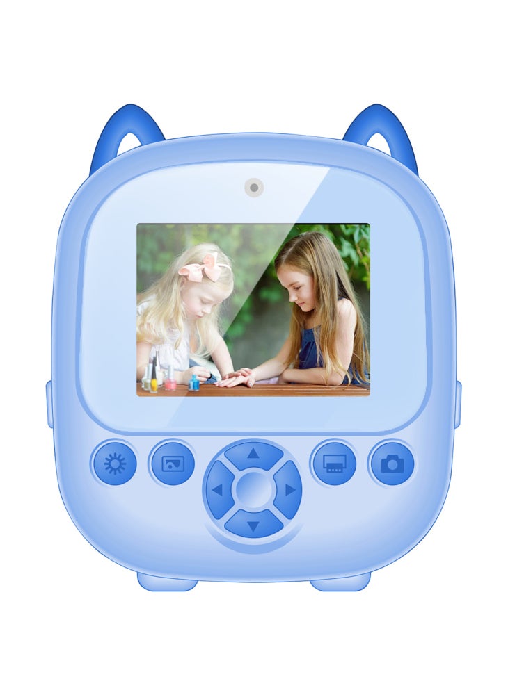 Generic S5 2.4-Inch HD Dual Lens Cartoon Kids Instant Print Camera MP3 Player Video Recorder,with 32G Memory Card+Card Reader - Blue - Image 2