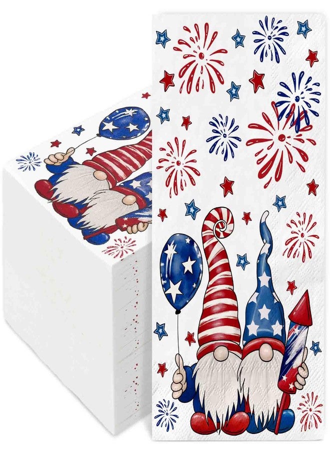 80 Pcs Patriotic Guest Napkins Red Blue Gnome Firework Disposable Paper Napkins 4th of July Hand Towel for Independence Day 250th Anniversary Bathroom Party Supplies - Image 1