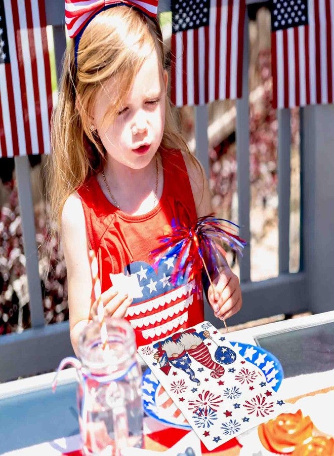 80 Pcs Patriotic Guest Napkins Red Blue Gnome Firework Disposable Paper Napkins 4th of July Hand Towel for Independence Day 250th Anniversary Bathroom Party Supplies - Image 4