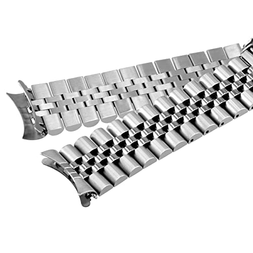 Kai Tian Premium Stainless Steel Curved Ends Half-Moon 3 5 Beads Silver Metal 20mm Watch Band Strap - Image 4