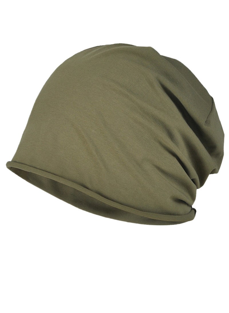 Loquat Infinity Scarf Headwear Cap Solid Color Beanie Hat Army Green