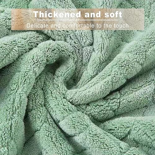 MAXOSHINE Microfiber Towels for Bath Large Size-Super Soft Coral Fleece Bathing Towel with Hook Quick Dry Super Absorbent-Bath Towel for Men and Women-70x140 cm 350 GSM (Green/Grey, Pack of 2) - Image 3