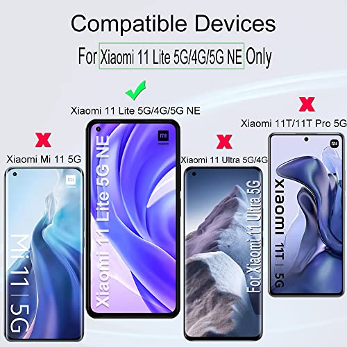 Ibywind Screen Protector For Xiaomi 11 Lite 5G NE/Mi 11 Lite 5G/4G,with 2Pcs Tempered Glass,1Pc Camera Lens Protector,1Pc Backing Carbon Fiber Film [Fingerprint Reader,Easy to install] - Image 2