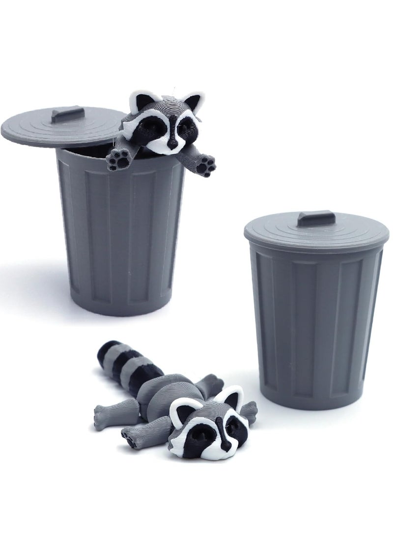هالامودو 3D مطبوعة راكون القمامة علبة, الحيوانات لطيفة ل 3D مطبوعة طويلة الذيل راكون ديكور سطح المكتب, الزخرفة المثيرة للاهتمام, هدايا الحيوانات المثيرة للاهتمام - Image 1
