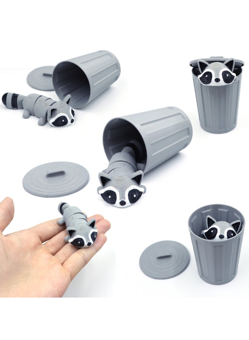 هالامودو 3D مطبوعة راكون القمامة علبة, الحيوانات لطيفة ل 3D مطبوعة طويلة الذيل راكون ديكور سطح المكتب, الزخرفة المثيرة للاهتمام, هدايا الحيوانات المثيرة للاهتمام - Image 2