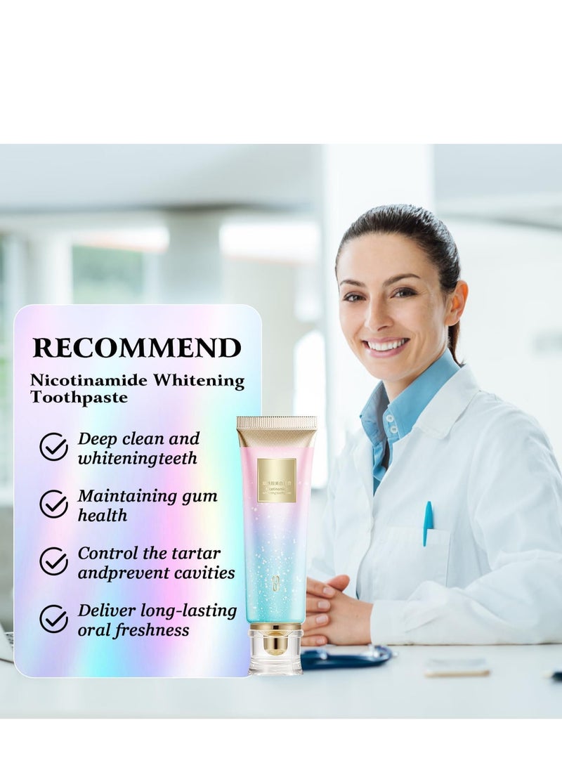 ORALHOE - Niacinamide Whitening Toothpaste, Dazzling White Toothpaste Fresh Breath Niacinamide, Bodyaccel Toothpaste, Body Accel Niacinamide Whitening Toothpaste 100g - Image 1