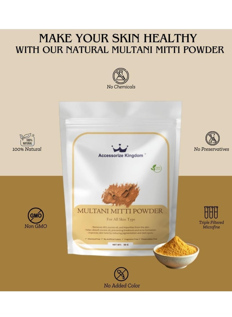 Accessories 22 Multani Mitti Powder (50gm) â€“ 100% Natural & Pure | Suitable for Skin & Hair | Deep Cleanses, Absorbs Excess Oil & Unclogs Pores | Brightens Skin, Reduces Blemishes & Controls Acne - Image 2