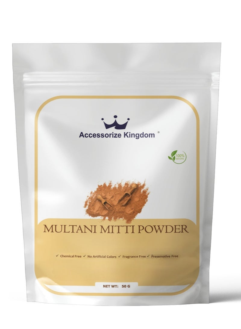 Accessories 22 Multani Mitti Powder (50gm) â€“ 100% Natural & Pure | Suitable for Skin & Hair | Deep Cleanses, Absorbs Excess Oil & Unclogs Pores | Brightens Skin, Reduces Blemishes & Controls Acne - Image 1
