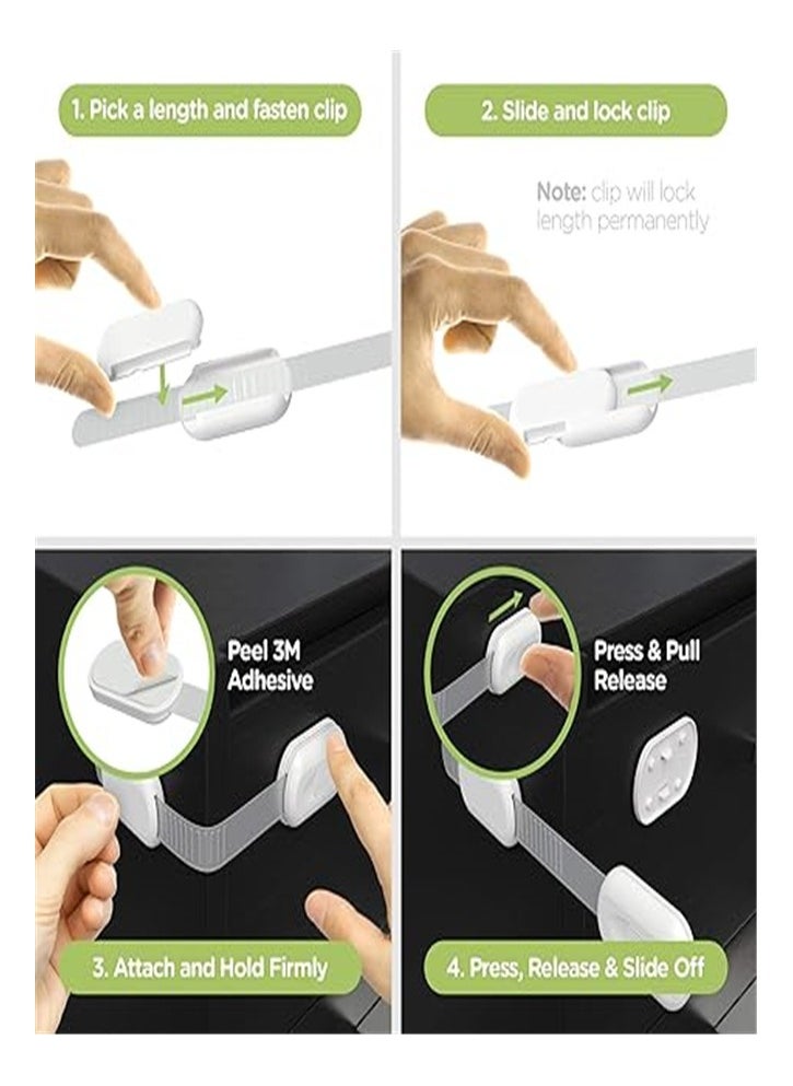 Goolsky Goolsky Baby Locks (8-Pack) Child Safety Cabinet Proofing - Safe Quick and Easy 3M Adhesive Cabinet Drawer Door Latches No Screws & Magnets Multi-Purpose for Furniture Kitchen Ovens Toilet Seats  - Image 3