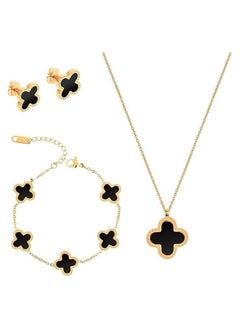 Four Leaf Clover Jewellery Set (Black) - pzsku/Z960DA2A7B668F90C5544Z/45/_/1721410199/797af472-4e3b-43a3-ac68-66ea4e083bf4