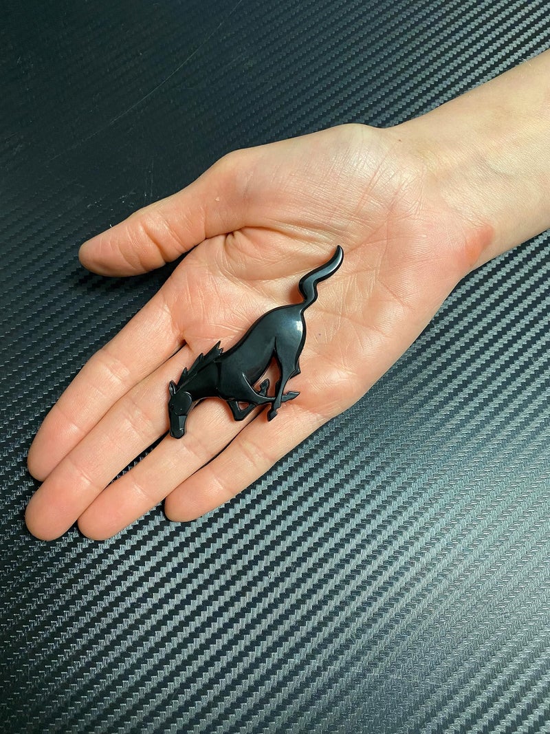 Ford Official Ford Product. Mustang Pony Logo Plastic Emblem. Industrial Strength 3M Adhesive Backing. 3 1/4" Long. (Black) (Black) - Image 4