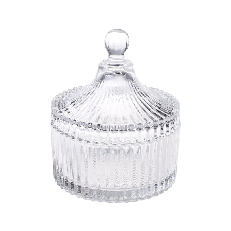 Beautyflier Beautyflier 5 Crystal Castle Candy Dish Stripe Snack Bowl Jar Fruit Container Jewelry Storage Case with Ball Handle Banquet Household Desktop Display Centerpiece 