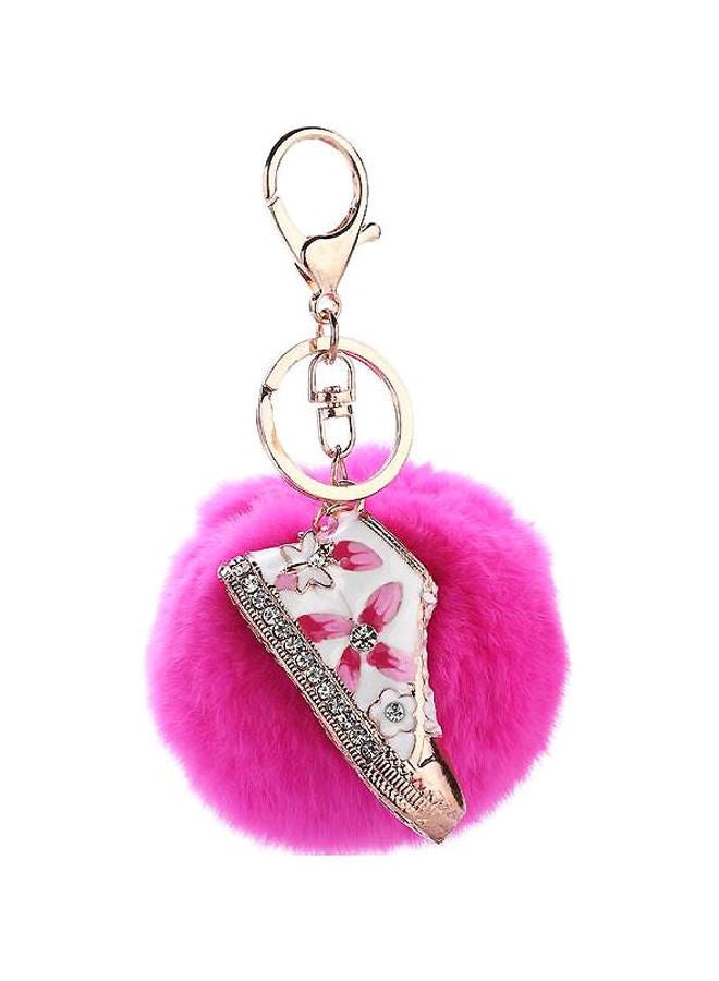 نيبمينينت سلسلة مفاتيح بتصميم حذاء من خليط معدني وكرة فراء الأرنب