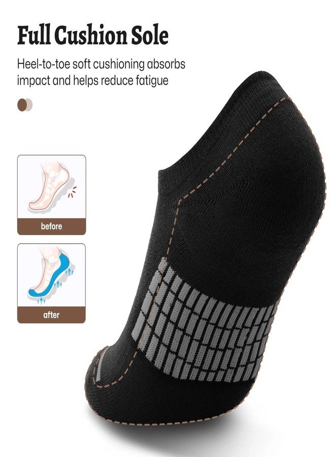 PAPLUS No Show Socks Men 6 Pairs, Non Slip Cushioned Athletic Low Cut Socks with Arch Support - Image 3