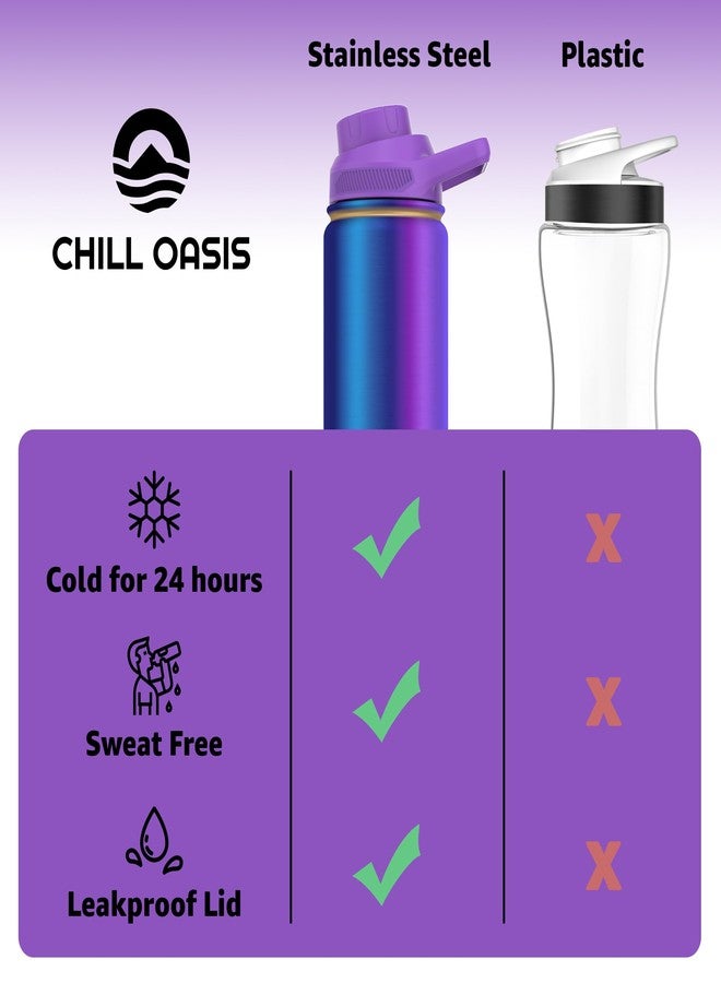 Chill Oasis Water Bottle | Compatible With Popular Flavor Cartridges | BPA Free, Leak Proof, Double-Walled Vacuum Insulated Stainless Steel, and Dishwasher Safe | Cold for 24 Hours (Aura, 12oz) - Image 4