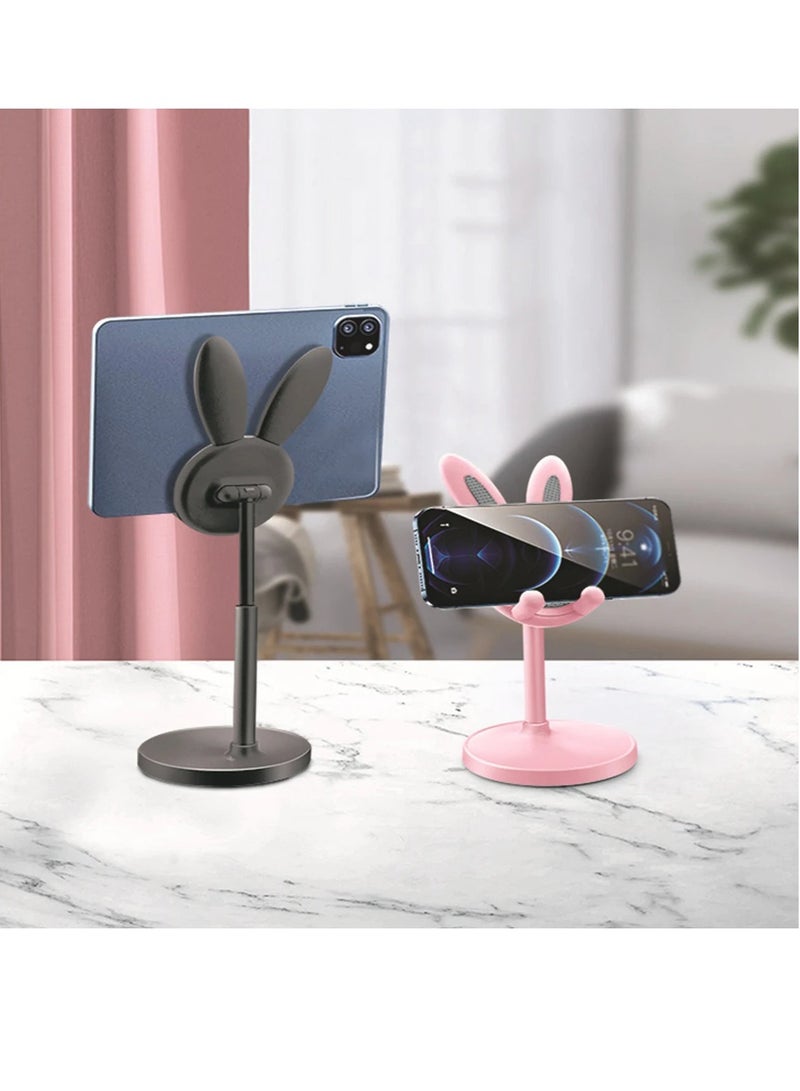 AROAQ Cute Bunny Phone Holder, Durable Desktop Cell Phone Holder Stand, Anti Slip Adjustable Mobile Tablet Holder, Portable Phone Stand Compatible With All Mobile Phones And Tablets, (Black) - Image 3