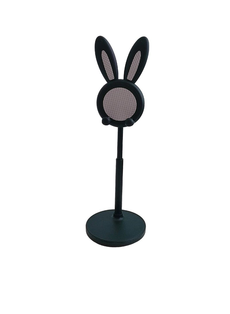AROAQ Cute Bunny Phone Holder, Durable Desktop Cell Phone Holder Stand, Anti Slip Adjustable Mobile Tablet Holder, Portable Phone Stand Compatible With All Mobile Phones And Tablets, (Black) - Image 1