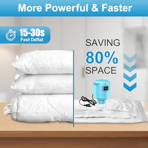 AMZBOSS Electric Pump for Vacuum Storage Bags, Portable Vacuum Bag Pump, Electric Vacuum Pump for Storage Bags, Great for Various Vacuum Seal Bags for Clothing,Blankets,Bedding- Blue (No Bags) - Image 2