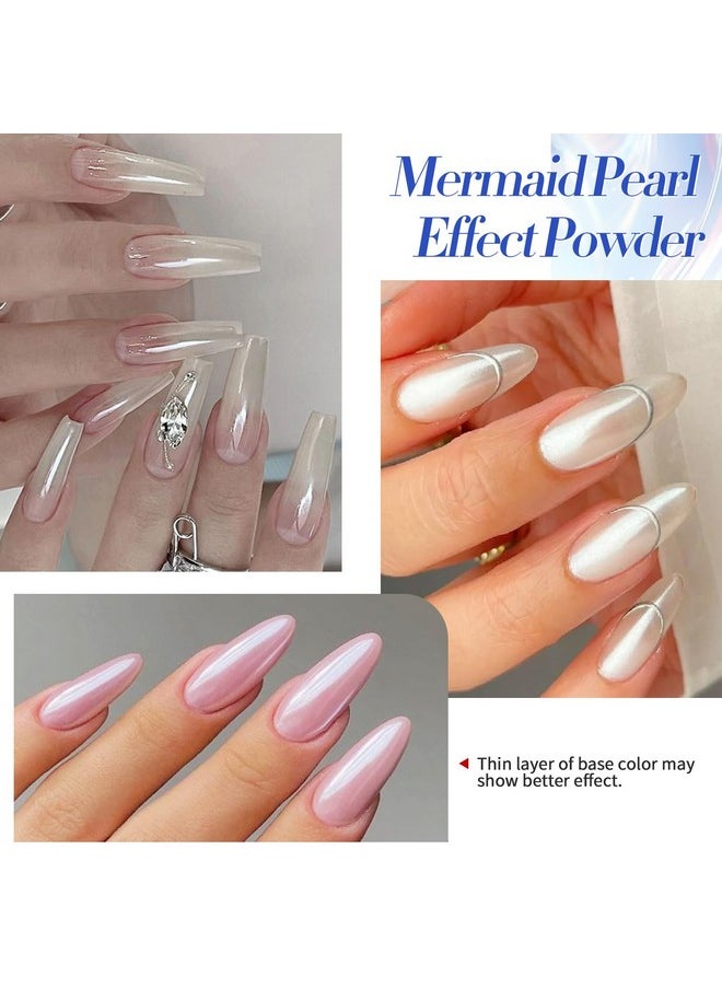 Born Pretty - BORN PRETTY Chrome Nail Powder,White Pearl Metallic Mirror Holographic Chrome Powder for Nails,Pearl Glitter Pigment Dust Kit Nail Art Decoration Sets - Image 1