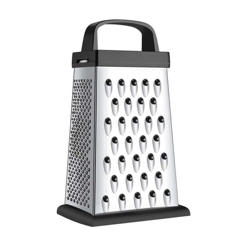 Kaishun Cheese Grater Mini Size 4Sided Stainless Steel Grater Food Shredder for Cheese Parmesan Vegetable Dishwasher Safe Black