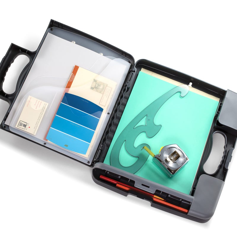 Officemate Portable Clipboard Storage plastic Case for A4 sizes, Charcoal (83301),11-3/4"w x 1-1/2"d x 14-1/2"h - Image 5