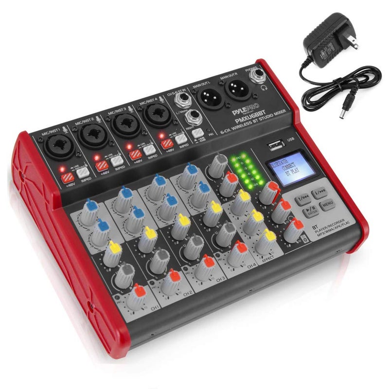 PYLE Studio Audio Sound Mixer Board - 6 Channel Bluetooth Compatible Professional Portable Digital DJ Mixing Console w/ USB Mixer Audio Interface - Mixing Boards For Studio Recording - PMXU68BT - Image 1
