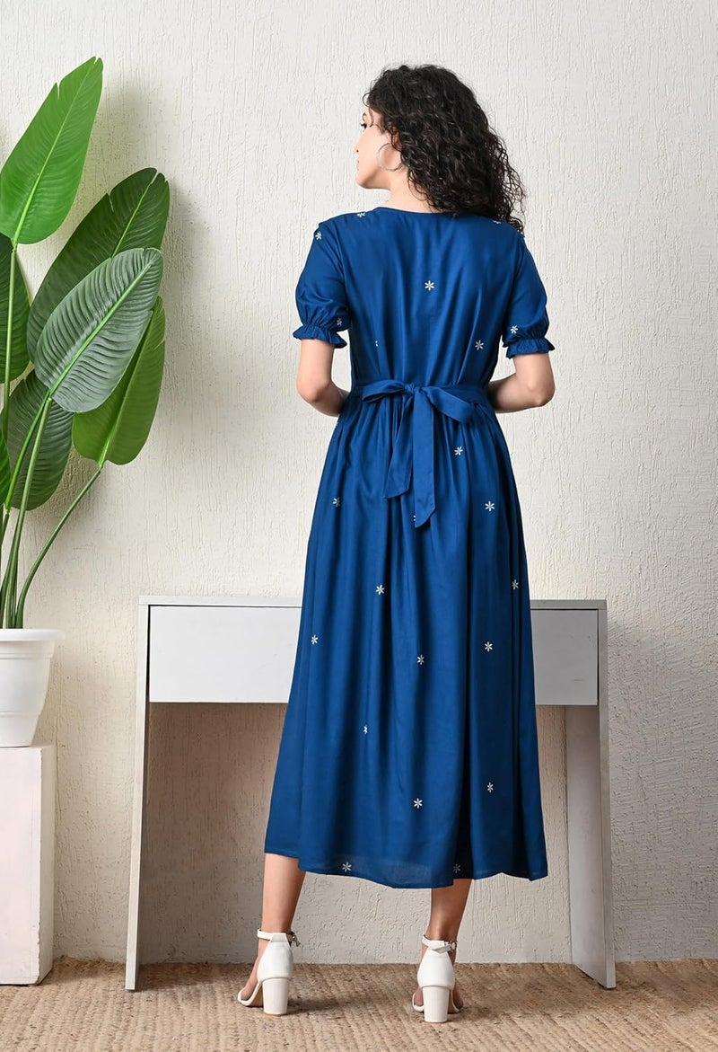 Ichaa Rayon Fit and Flare Midi Women's Maternity Gown - Image 4