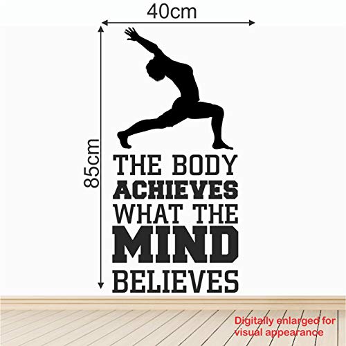 StickMe 'The Body Achieves What The Mind Believes - Yoga - Gym - Fitness - Office - Workout - Inspirational - Motivational - Quotes - Wall Sticker' -SM830 (Multi Colour, Vinyl - 85cm X 40 cm) - Image 4
