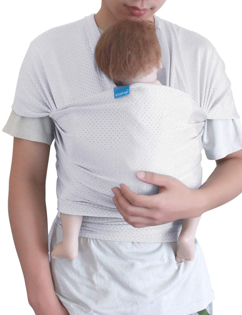 Vlokup Baby Wrap Sling Carrier for Newborn, Infant, Toddler, Kid | Breathable Lightweight Stretch Mesh Water Sling | Nice for Summer, Pool, Beach, Swimming | Perfect Shower Gift White - Image 1