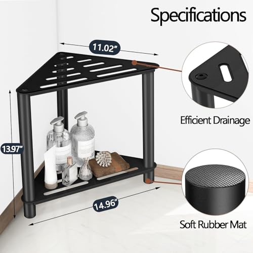 VOTZAAQ Shower Foot Rest, Shower Stool for Inside Shower, Stainless Steel Waterproof Shower Stool for Shaving Legs - Corner Bathroom Bench Seat with Storage Shelf for Small Shower Spaces - Image 2